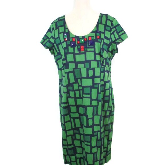 Boden Green Jeweled Summer Dress US 16 L - Picture 1 of 6